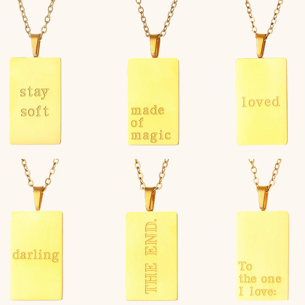 Dingran Coutomizable Stainless Steel Designers Jewelry Letter Pendant Necklace Waterproof Gold Plated Necklaces