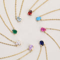 925 Sterling Silver Birth Stone Jewelry 18K Gold Plated 12 Colors Zircon Birthstone Water Drop Shape Pendant Necklace