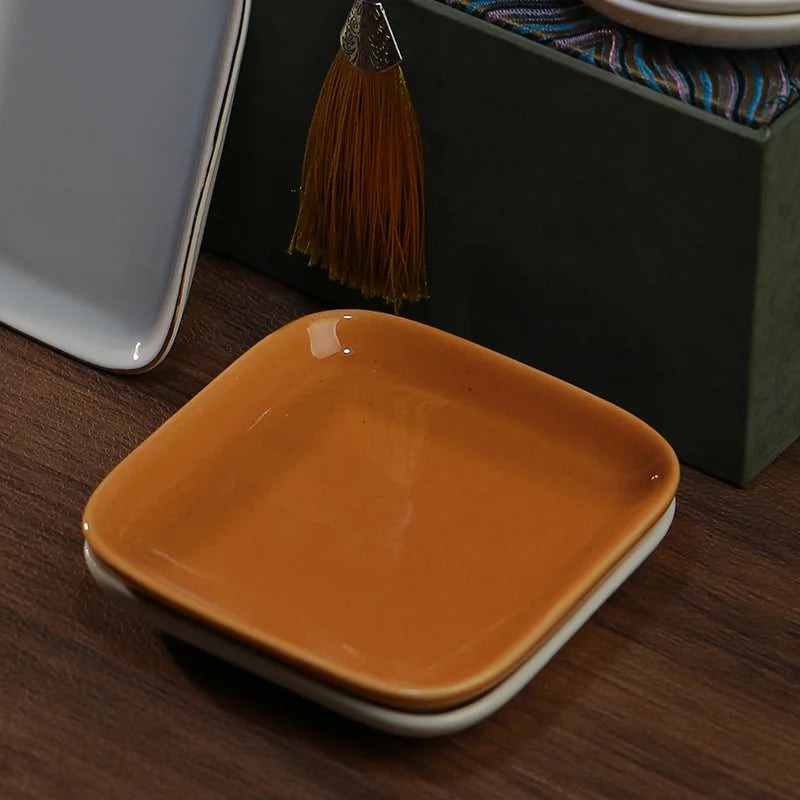 Creative Circular Square Ceramic Jewelry Tray Foreign Trade Necklace Storage Tray Standing Type for Living Room