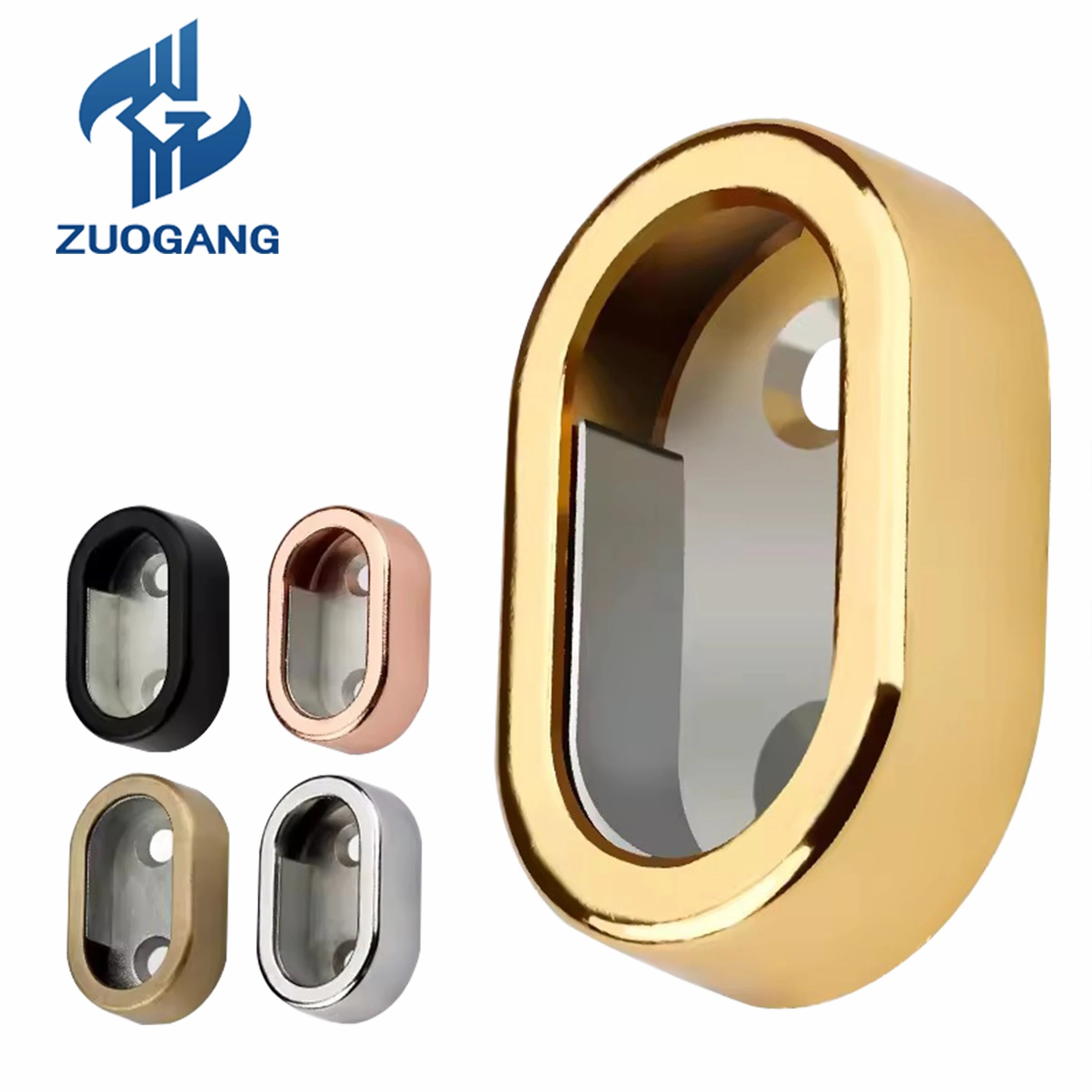 Zuogang New Products Furniture Hardware Oval Wardrobe Hanging Rail Zinc Alloy Bracket Holder Wardrobe Tube Holder