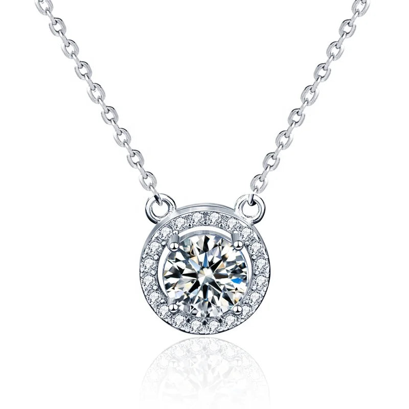 XMZ009 Classic 925 Sterling Silver Moissanite Diamond Gemstone Pendant Necklace Luxury Fashion Jewelry for Women Gift