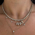 New Arrival 18k Gold Micro-inset Zircon Necklace Bubble Balloon DIY Name 26 Letter Pendant Necklace for Women