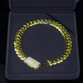 Factory Direat Gold Plated Moissanite Miami Cuban Chain Bracelet Iced Out Round Brilliant Cut 925 Silver Hip Hop Link Chain