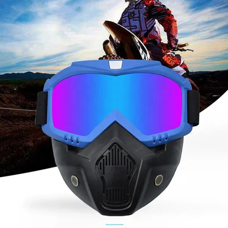 High Quality TPU Bicycle Riding Outdoor Motorcycle Helmet Face Mask with Glasses Cycling Bike Goggles Mask