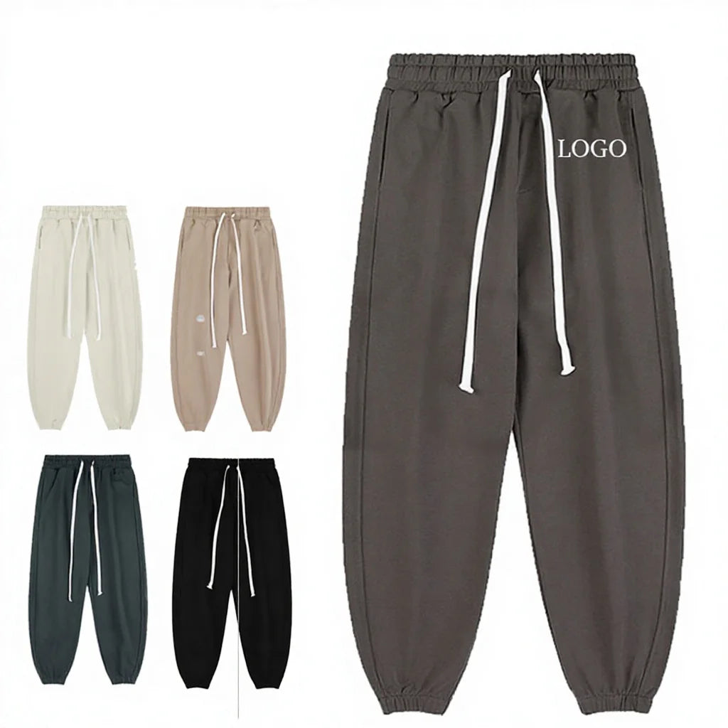 Custom Logo French Terry 420g Cotton Trousers Luxury Blank Pants Heavyweight Mens Oversized Sweatpants