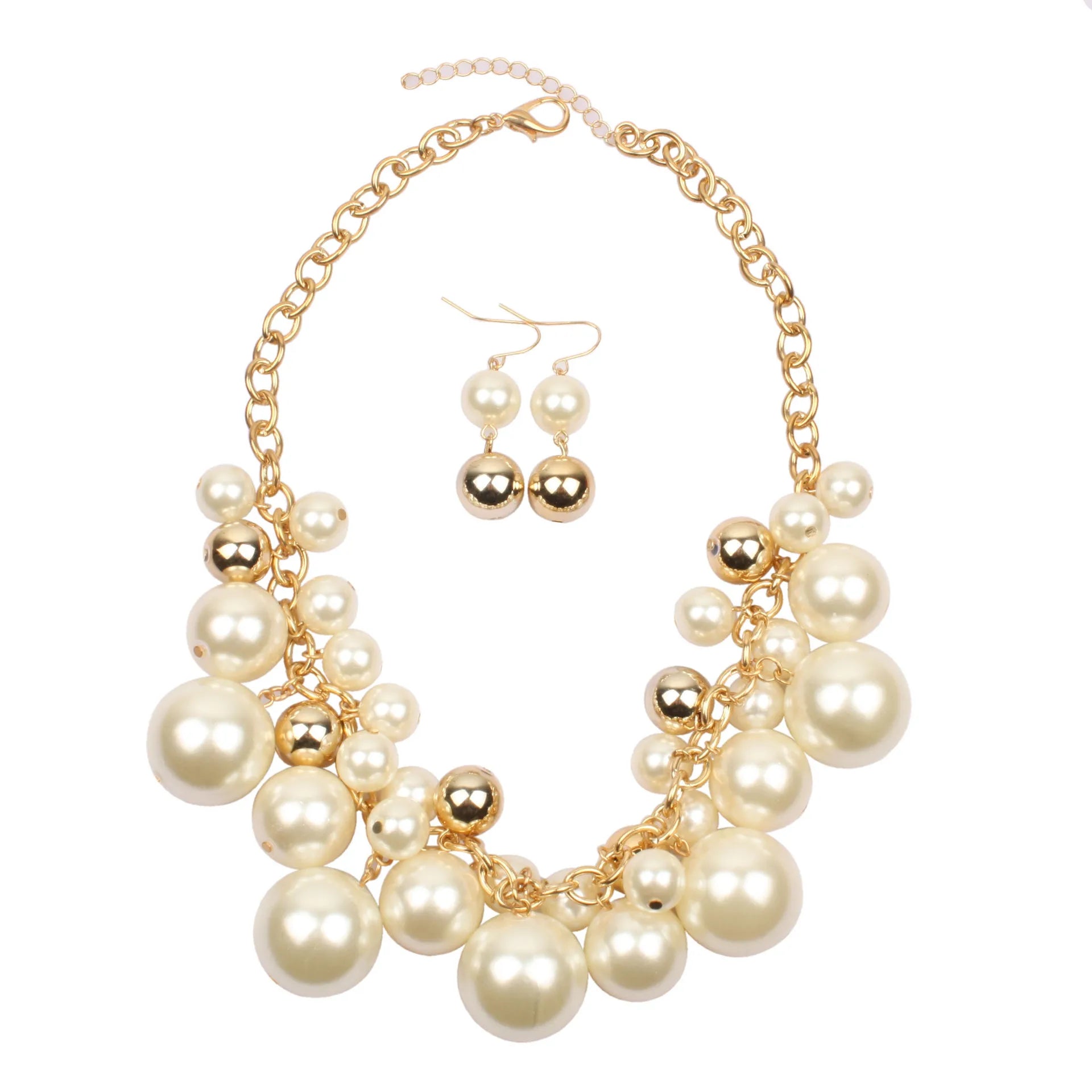 ROMANTIC Wholesale Hot-selling Latest Handmade Custom Pearl Jewelry Necklace Set