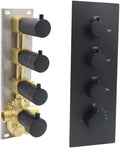 3 Function Brass Shower Diverter Thermostatic Valve Pressure Balanced Mixer with Trim in Matte Black MegaBDM