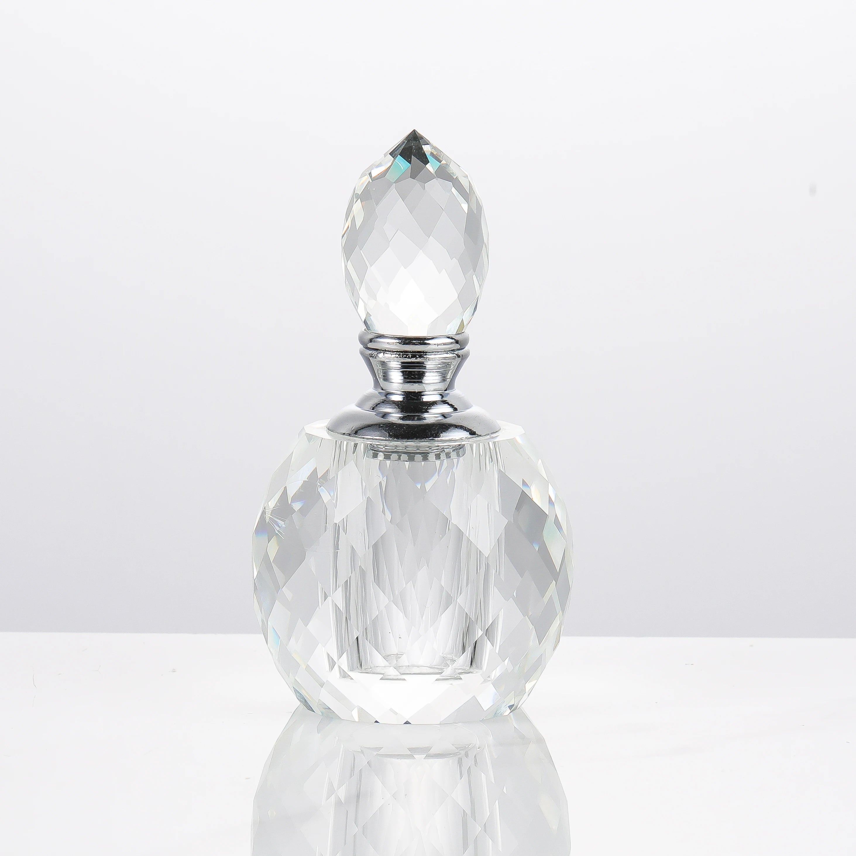 Art Glass 6ml Travel Portable Perfume Bottle Clear Diamond Design Oud Oil De Parfum Packaging Box Crystal Bottle Wholesale