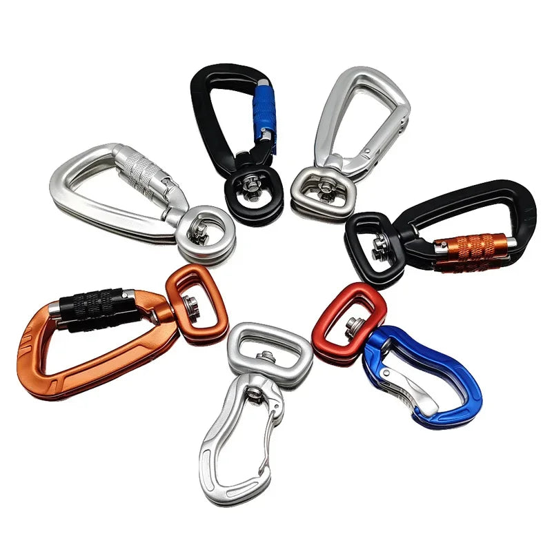 2023 Aluminum D-Type Swivel Locking Carabiner High Polished Finish 2500kg Load Capacity CE Certified for Dog Leash Camping