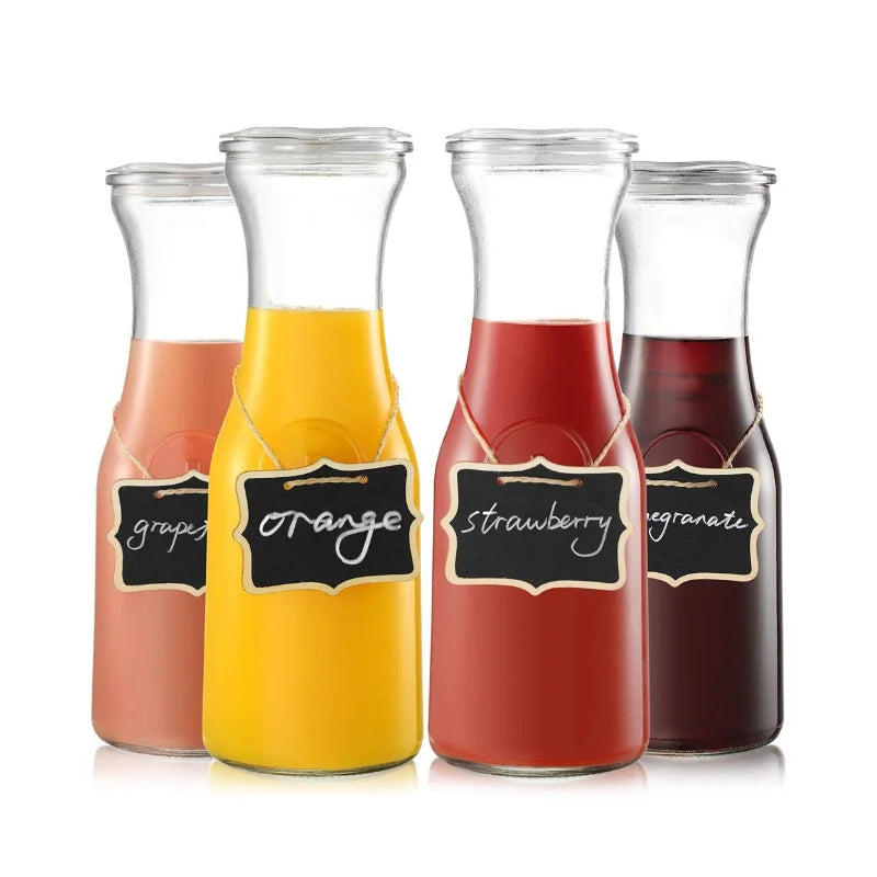Reusable 2025 1 Liter Glass Water Bottles for Juice and Milk