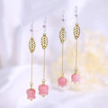 Exquisite Luxury Versatile Long Temperament Drop Earrings New High-End Glass Flower Lily of Valley Jewelry Fashionable Accessory