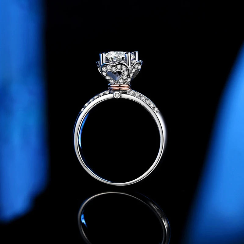 New Trendy Jewelry White Gold Plated 925 Sterling Silver High Quality 1 Carat Moissanite Engagement Rings for Women