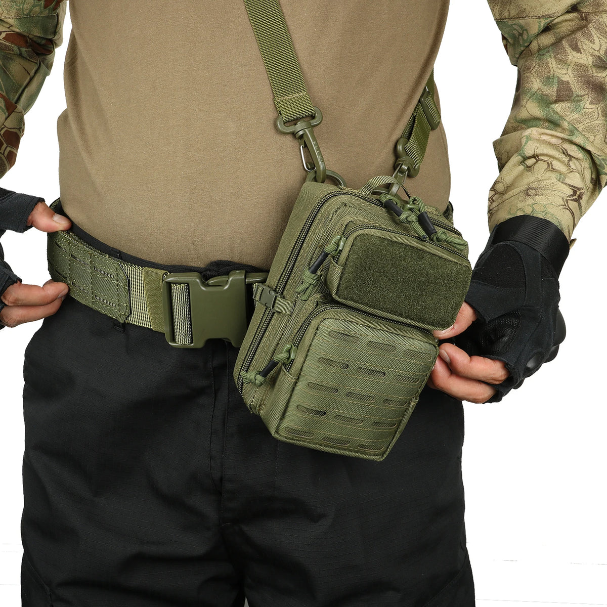 Tactical Laser Cut Molle Small Pouch EDC Utility Belt Phone Gadget IFAK Shoulder Strap for Tactical Backpack Battle Duty Belt