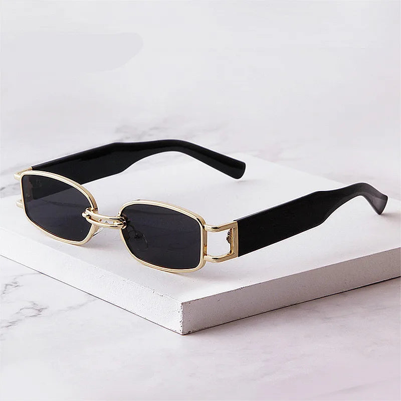 Logo Custom Men Square Punk Sun Glasses Clear Eyewear UV400 Small Rectangle Women Sunglasses