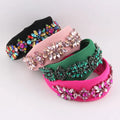 New Wide Edge Rhinestone Flower Fabric Headband for Women Girls Hair Accessories
