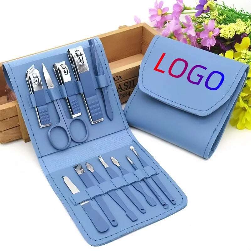 Hot Selling 12PCS Nail Clipper Carbon Steel With  PU Package for Folding Small Manicure Set Nail Cutter Set