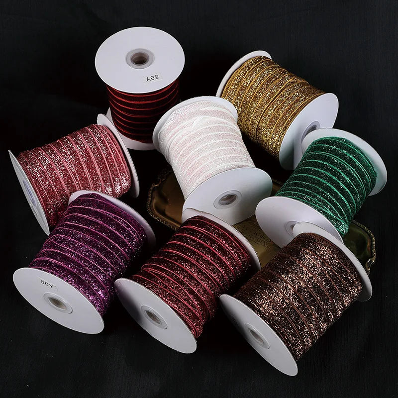 Wholesale 1cm Velvet Belt with Colorful Rhinestones Non-Playing Ribbon and Flocking Design for Onions Other Decorative Uses