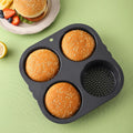 New Silicone Hamburger Bun Mold 4 Cavity Loaf Pan Non Stick Baking Pan Easy to Release Household DIY Silicone Baking Tools