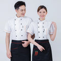 Short Sleeve Restaurant Chef Kitchen Work Uniforms Double Breasted Sushi Bakery Cafe Waiter Catering Food Service Jackets Aprons