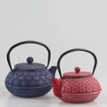 Large 1000ml Black  Tea Kettle with Stainless Steel Infuser Hand-Crafted Modern Design White Cast Iron Tea Pot