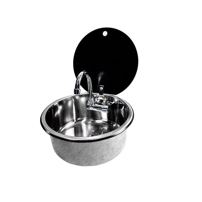 Single Bowl RV Kitchen Cover SUS304 Stainless Steel Modern Design Home Use Easy Foldable Flip Faucet Polished Surface