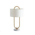 Home Decor Nordic Modern Fabric Shade Table Lamp Iron Gold Standing Marble Table Lamp for Hotel Bedroom