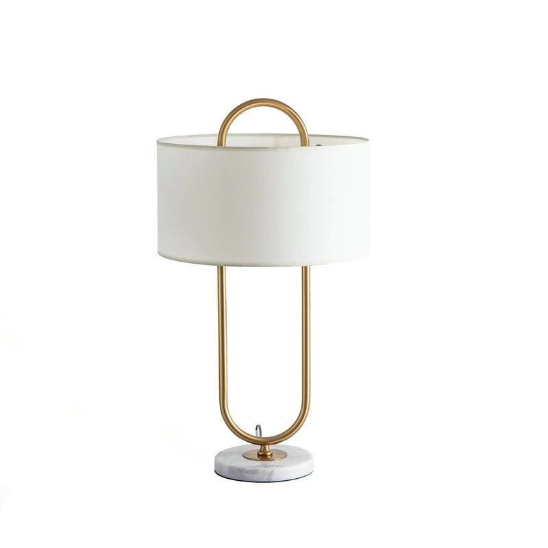 Home Decor Nordic Modern Fabric Shade Table Lamp Iron Gold Standing Marble Table Lamp for Hotel Bedroom