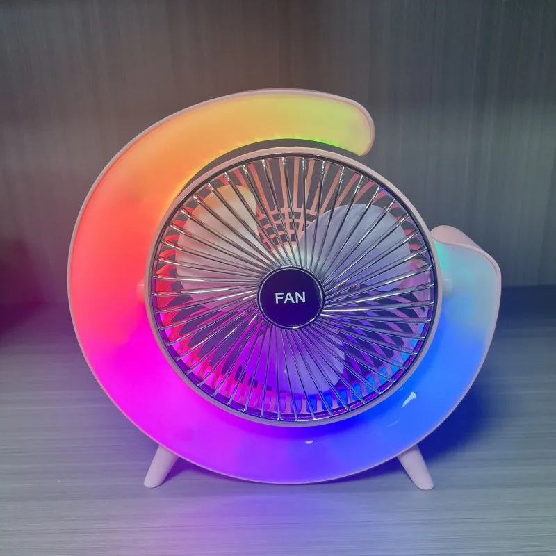 Running Lamp Table Fan Dormitory Usb Charge Dual Purpose Office Large Wind Desl Lamp Colorful Desktop Fan