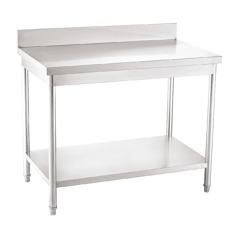 TRUWIN Two Layers Commercial Hotel Kitchen Stainless Steel Work Table Backsplash 1200x700x850CM Easily Cleaned Hotel Restaurant