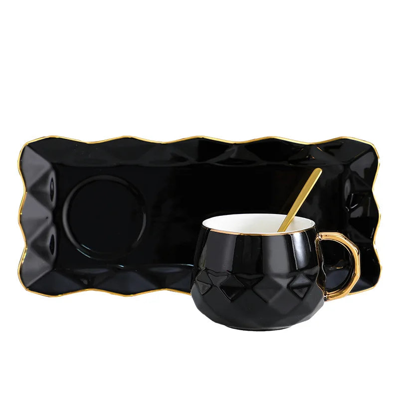 LG210115-1 Coffee Cups White Mugs Mug Cups Ceramic Coffee Cup and Saucers Ceramic Porcelain