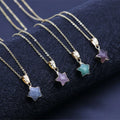 Trendy Natural Semi-precious Stone Five Point Star Pendant Healing Crystals Gemstone Necklace for Women Simple Jewelry