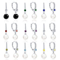 Wholesale Hot Seller 4 Prong CZ Drop Round Mother of Pearl Earrings 925 Sterling Silver Freshwater Pearl Earrings