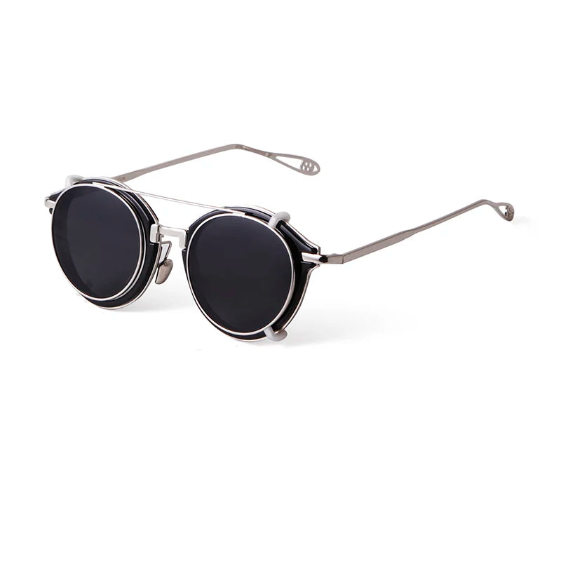 STORY STY1810 2020 Retro Steampunk Detachable Sunglasses Double Bridge Round Metal Frame Shades UV400 Vintage Sun Glasses Men