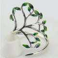 CAOSHI Latest Women Jewelry Vintage Style Green Leaf Oil Open Rings Silver Plated Adjustable Leaves Rings for Girls