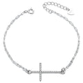 S925 Rhodium Plated Cross Bracelet Christian Jewelry Bracelet 925 Sterling Silver