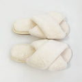 Wholesale Comfortable Indoor Anti-Slip Faux Fur Plush Slippers for Women Cozy Cross Strap with Soft Fleece Lining for Spring MegaBDM