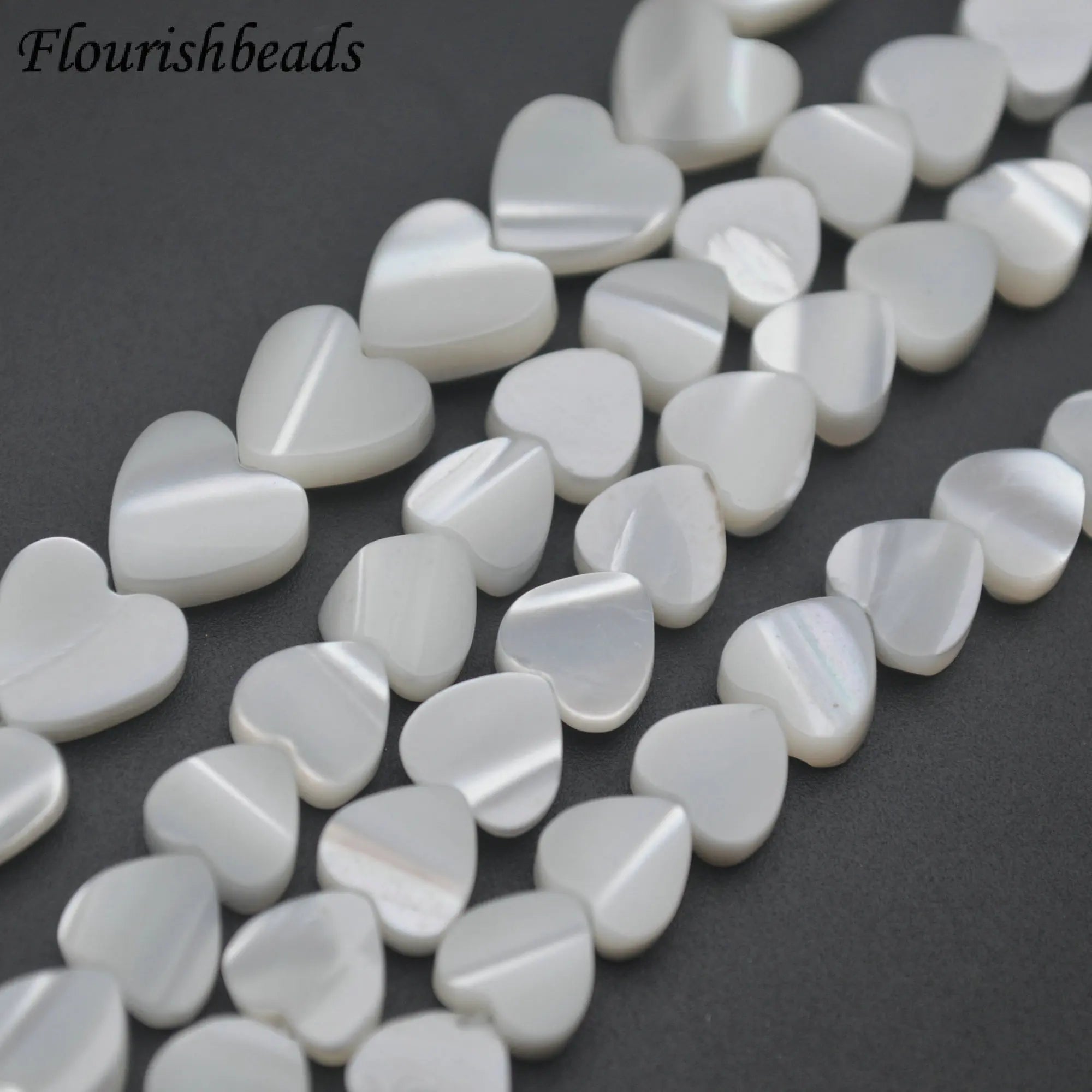 Wholesale White Shell Heart Shape Smooth 6mm 8mm Loose Spacer Beads for Women Men Necklace Bracelet Making