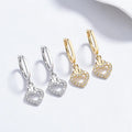 Fashion Jewelry 925 Sterling Silver Earrings Hollow Heart Diamond Zircon Gold Plated Hoop Earrings for Women Valentine's Day