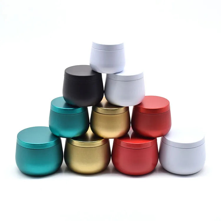 Wholesale 2oz 4oz 8oz Black White Gold Empty Round Metal Soy Wax Travel Scented Candle Tin Can Jar Container Candle Tin with Lid