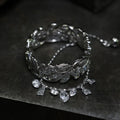 Flower Vine Design Drop Diamond Two Ring Together Newest Women Collocation Jewelry Finger Gift Everyday Rings