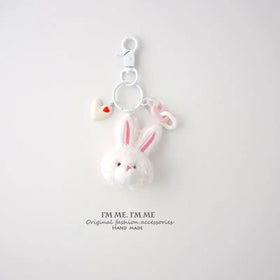 Cute Cartoon Plush pink Rabbit Keychain Bag Charms Pendant Accessories Gift Fur Soft Plush Bunny Kawaii Plushie Keychains Toys