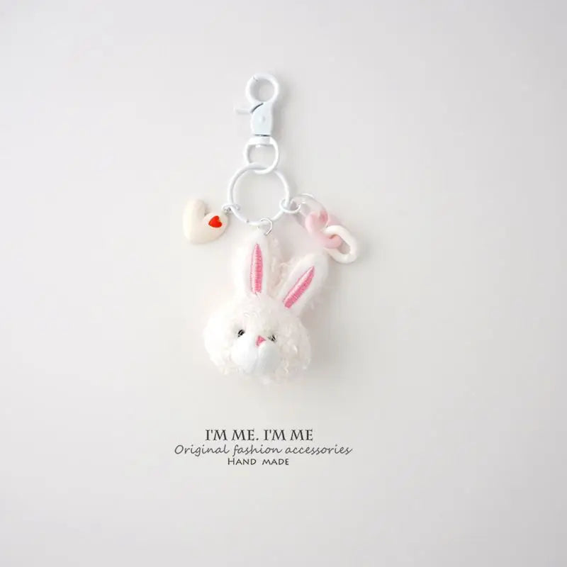 Cute Cartoon Plush pink Rabbit Keychain Bag Charms Pendant Accessories Gift Fur Soft Plush Bunny Kawaii Plushie Keychains Toys