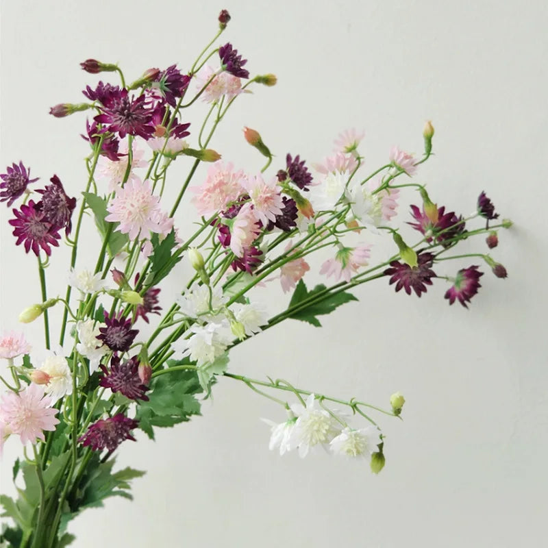 Y-H067 Flower Bouquet Artificial Silk Astrantia Flower Purple Pink Artificial Daisy Flower for DIY Floral Arrangement Home Decor