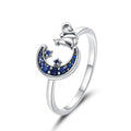 Factory Wholesale Moon & Cat Finger Ring for Women Adjustable 925 Sterling Silver Ring Spring Collection Fashion Bijoux SCR677