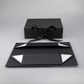 Paper Gift Boxes Premium Matte Black Foldable Packing Box Magnetic Packaging Boxes With Ribbon