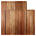 3 Set Acacia Wood Cutting Boards Thick Chopping Board Large Wooden Juice Groove Cutting Board Set Wood Trays With Handles