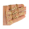 Ready to Ship Custom 1980-2019 Year Necklace Stainless Steel Crown Old English Rhodium Plated Wedding Occasion Birthday Gifts