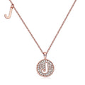 Charm Wedding Wish Jewelry Rose Gold Plated 925 Sterling Silver Alphabet Letter J Link Chain Moissanite Pendant Necklace