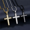 CZ Cross Necklace Waterproof Anti Tarnish Free Stainless Steel 18k Gold Plated Zircon Hope Cross Pendant Necklace for Men Womens