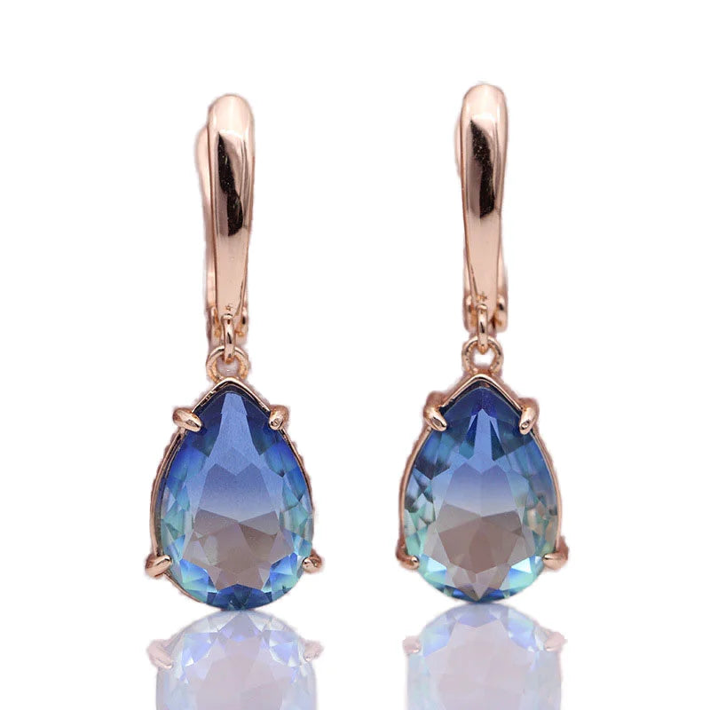 Wholesale 18K Gold Plated Gradient Crystal Zirconia Drop Earrings Classic Style Fashion Jewelry for Women Perfect Gift Idea